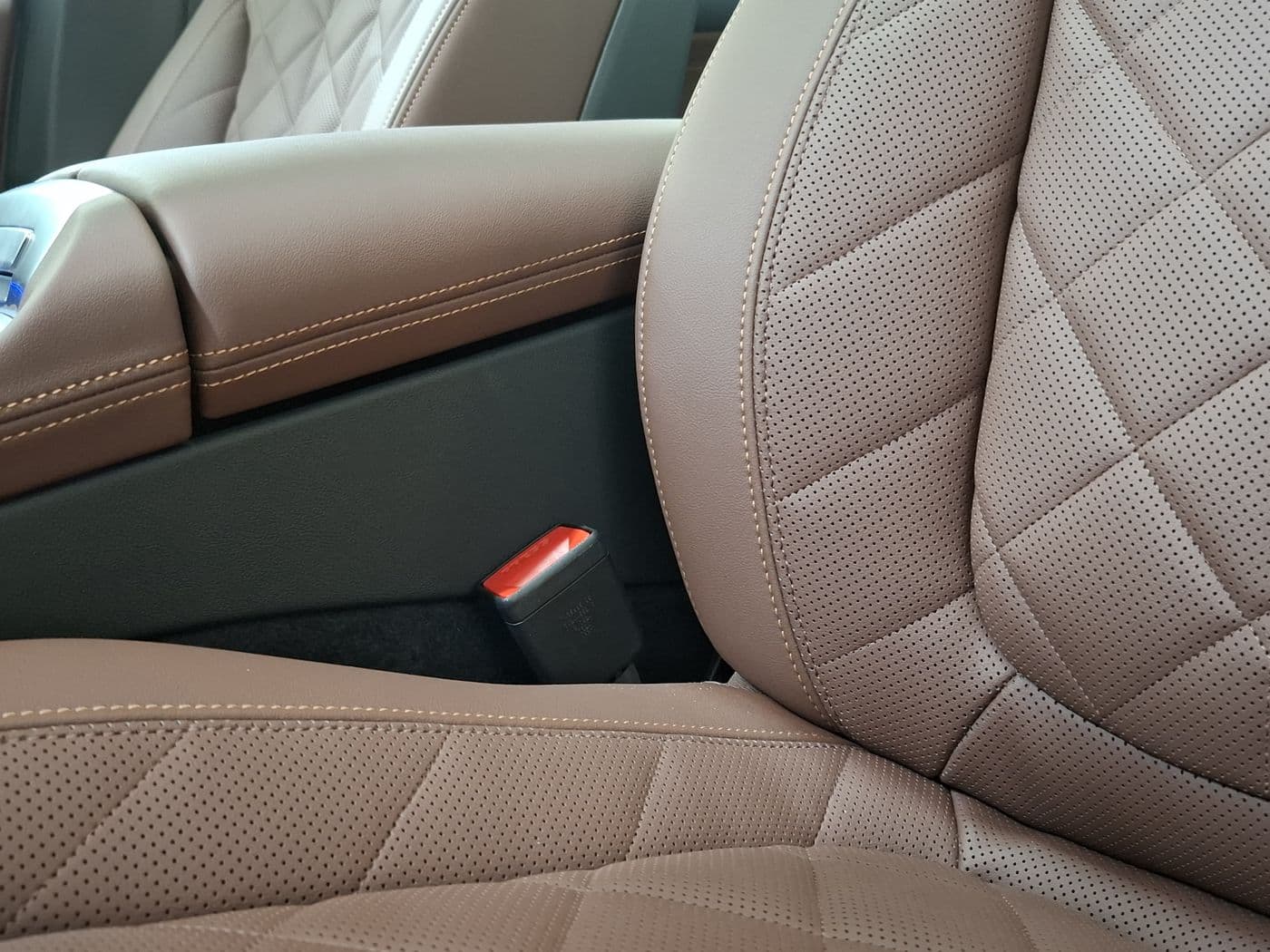 Quilted brown leather seats